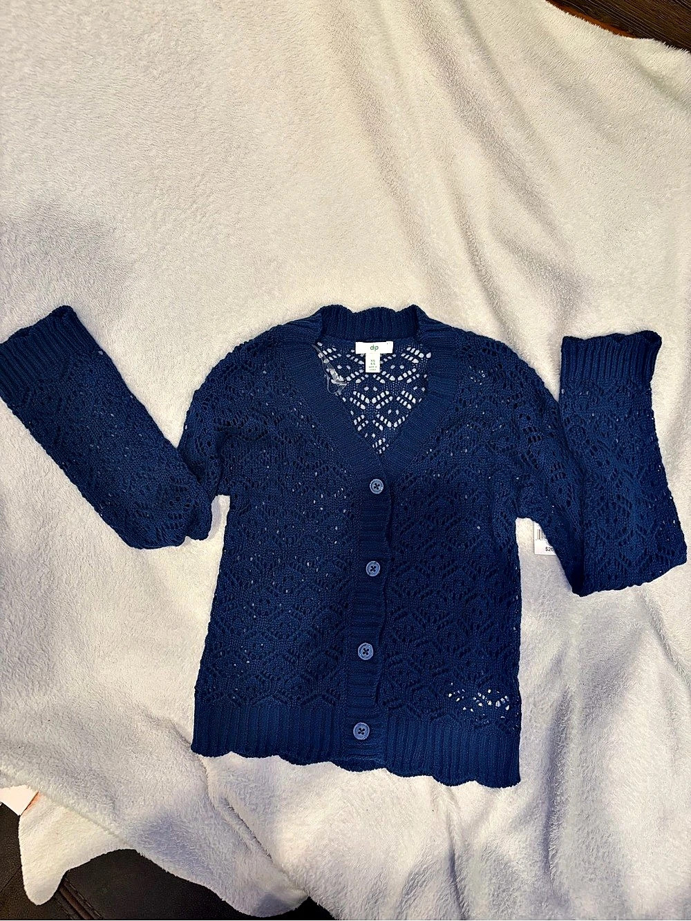 dp Girls Blue Knit Cardigan Size XS Like New
